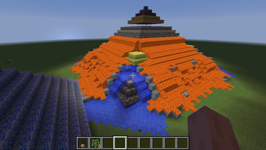 Minecraft Pythonでマグマ 水 木の神殿を作る